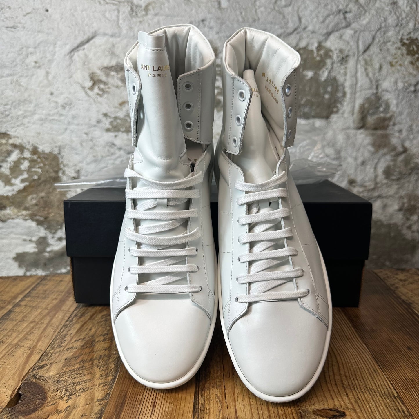 Saint Laurent High SL/01H White Leather Sneaker Sz 11 (44)