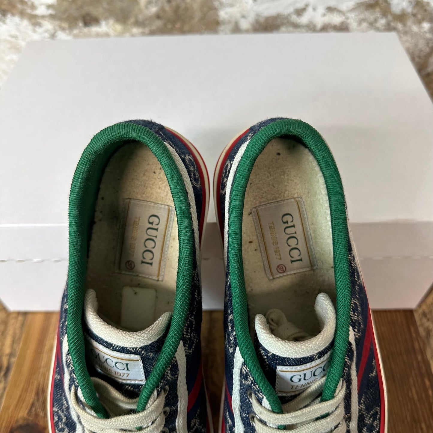 Gucci Tennis 1977 Blue Monogram Sneaker Sz 5 (37)