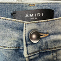 Amiri Green Quad Stitch Blue Denim Jeans Sz 34