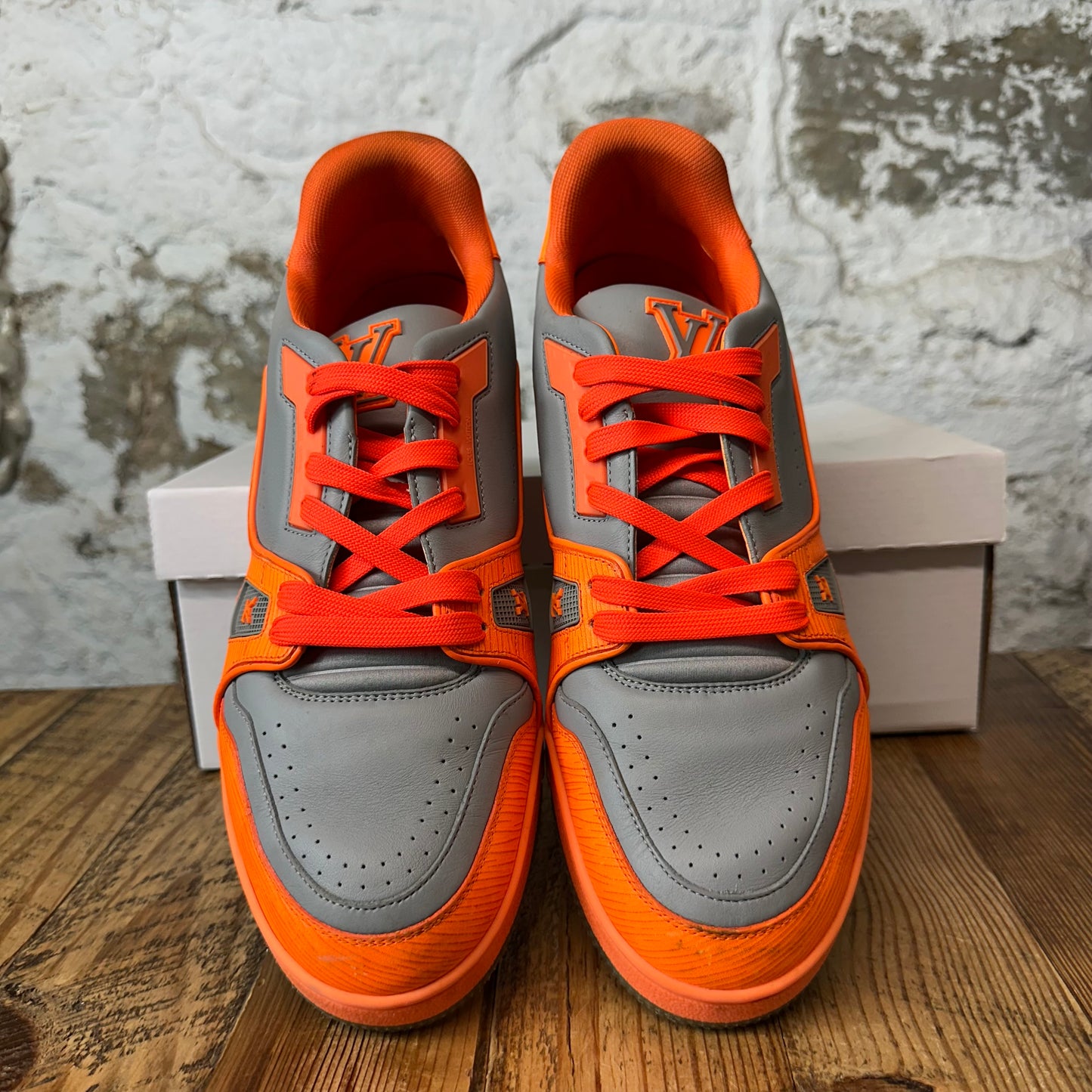 Louis Vuitton Grey Orange Trainer Sneaker Sz 10 (8.5LV)
