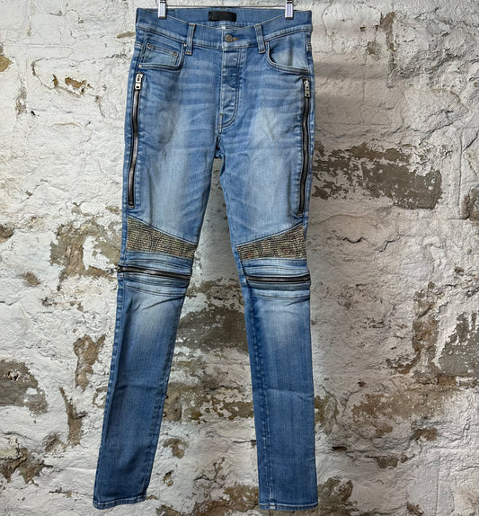 Amiri MX2 Green Paisley Blue Denim Jeans Sz 31