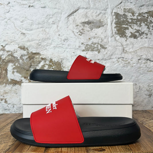 Alexander Mcqueen Red Black Slides Sz 12.5 (45.5) DS