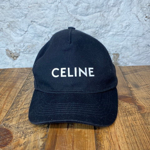 Celine White Spellout Black Hat
