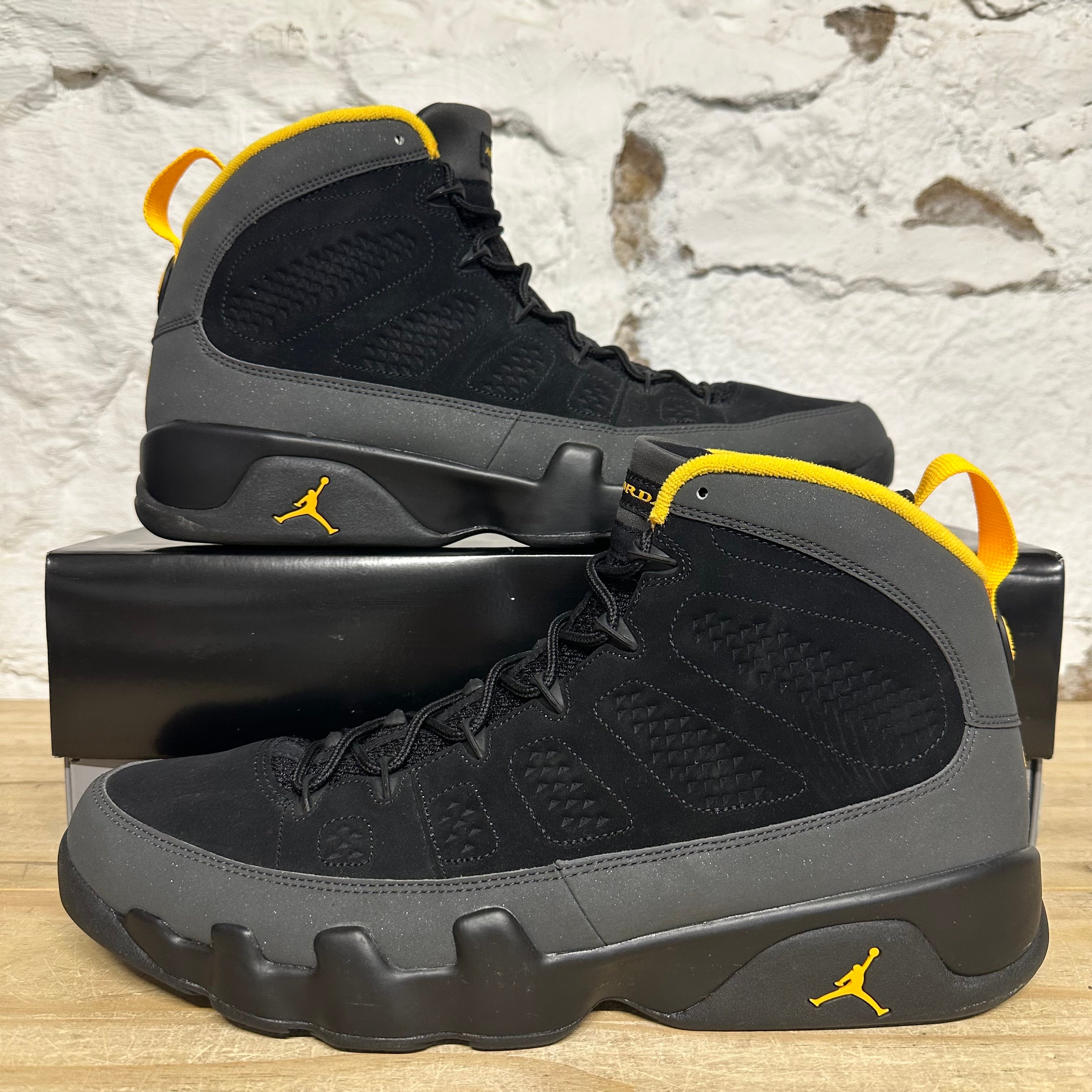 Air Jordan 9 Dark Charcoal University Gold Sz 14