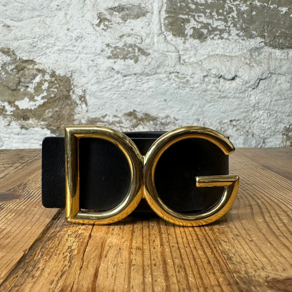 Dolce Gabbana Gold Buckle Black Belt Sz (100/40)