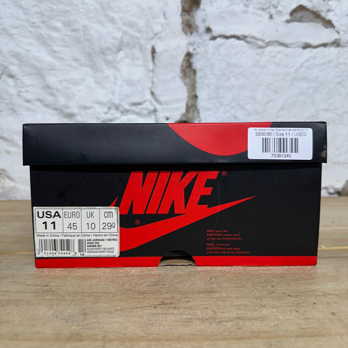 Air Jordan 1 High Bred Banned (2016) Sz 11