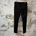 Amiri Black Suede Spell Black Denim Jeans Sz 34