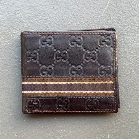 Gucci Brown Embossed Monogram Bifold Wallet