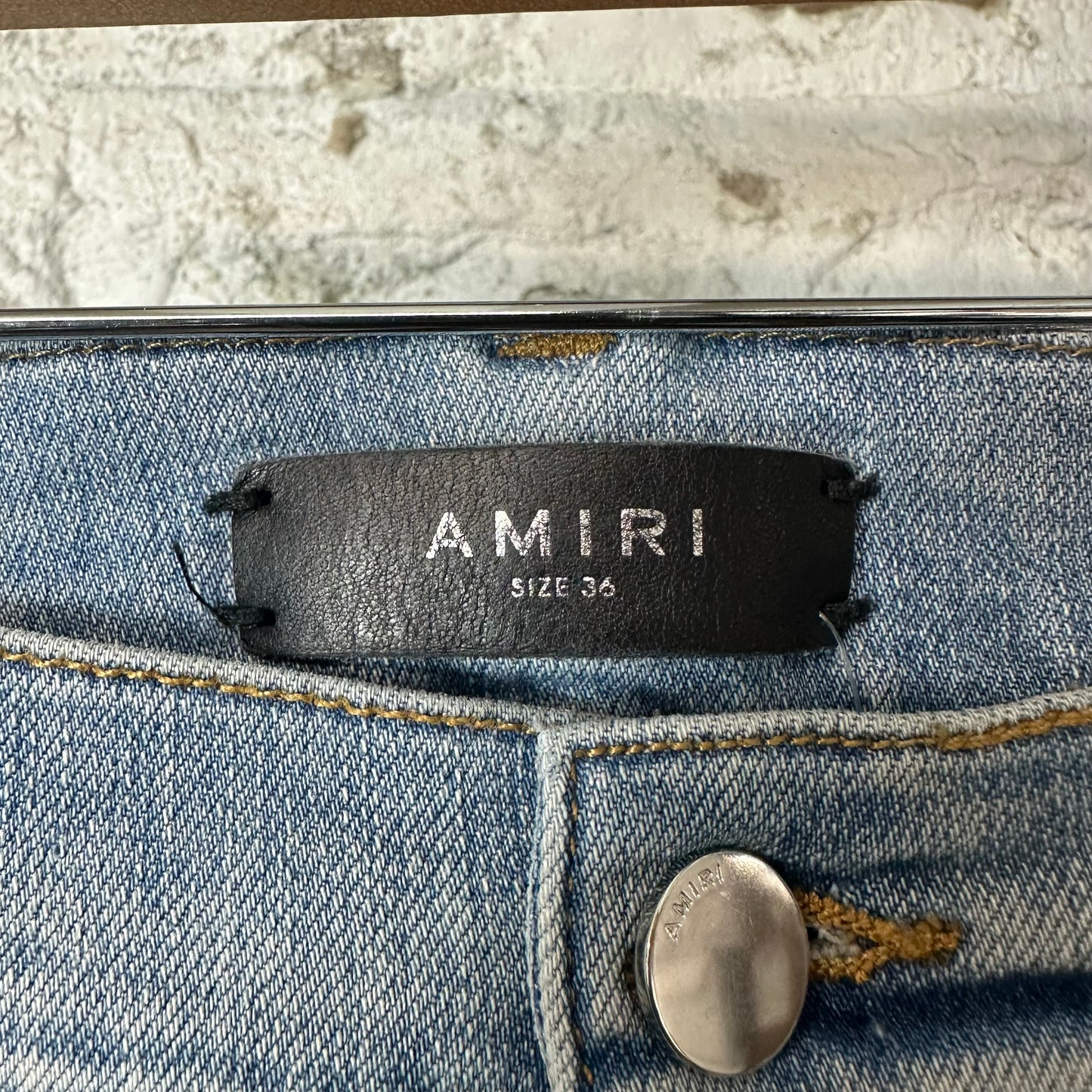 Amiri Distressed Plain Blue Denim Jeans Sz 36