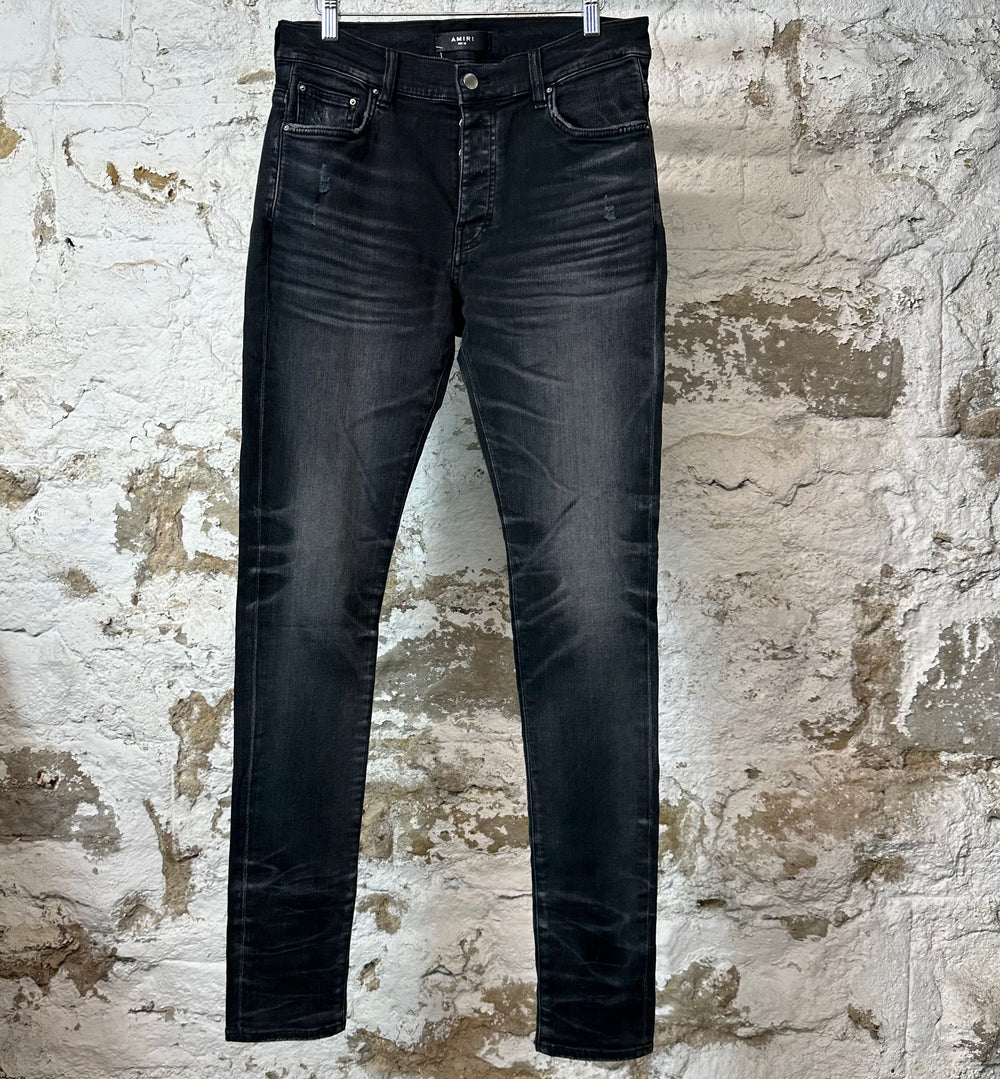 Amiri Plain Faded Black Denim Jeans Sz 32