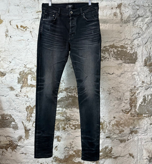 Amiri Plain Faded Black Denim Jeans Sz 32