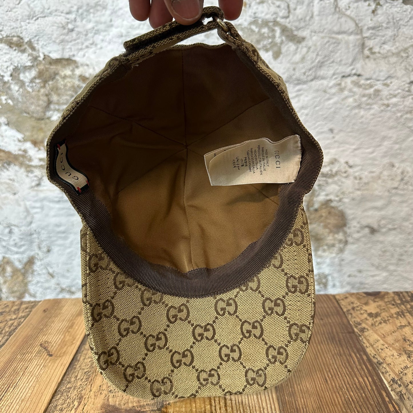 Gucci Brown Circle Logo Monogram Hat Sz M