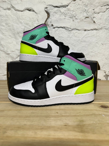 Air Jordan 1 Mid Pastel Black Toe Sz 6.5Y