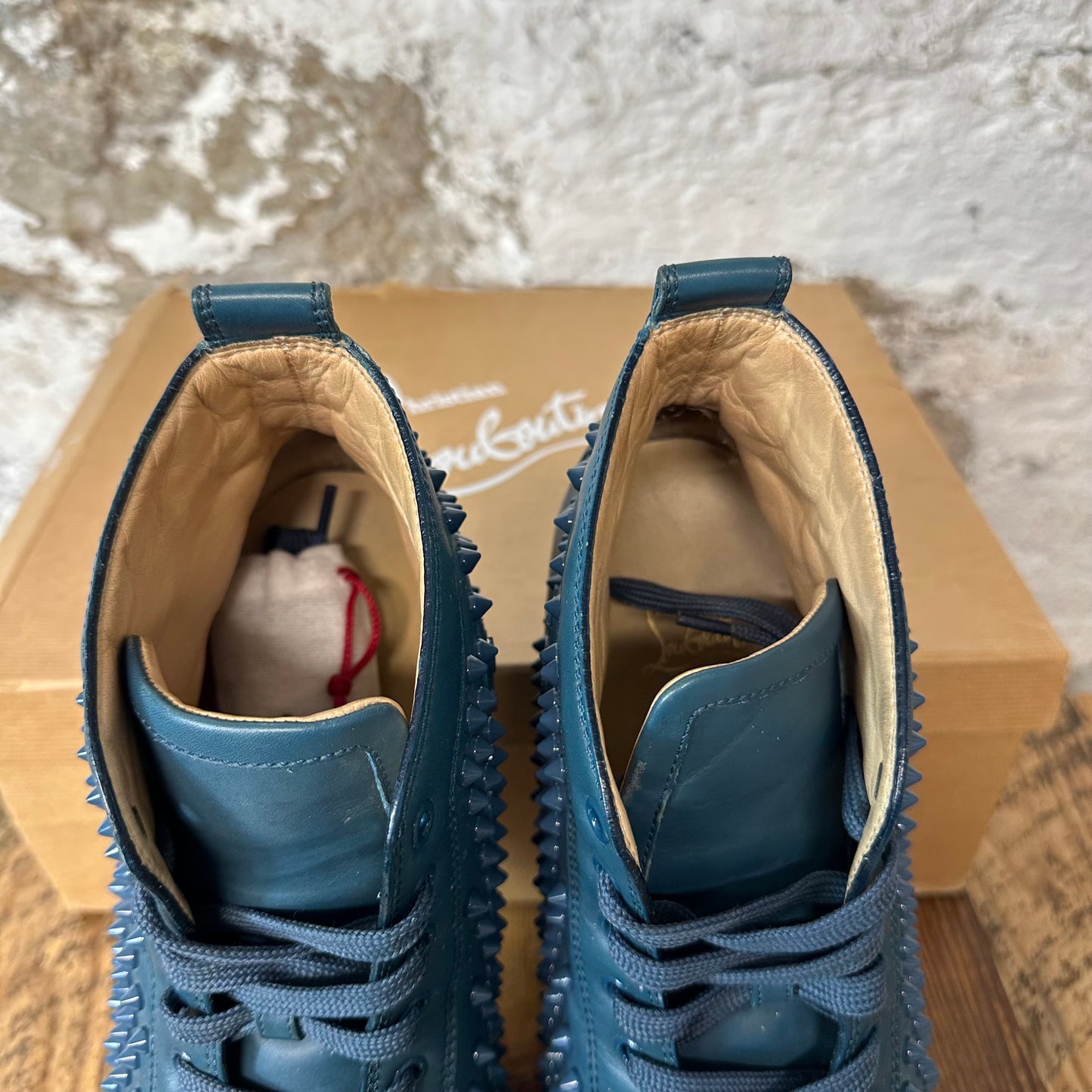 Christian Louboutin High Marine Blue Spike Sneaker Sz 11 (44)