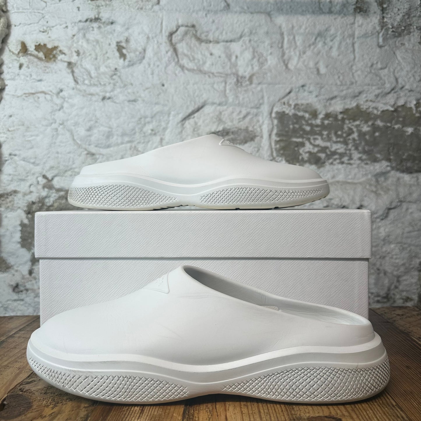 Prada Mellow White Rubber Mule Sz 12