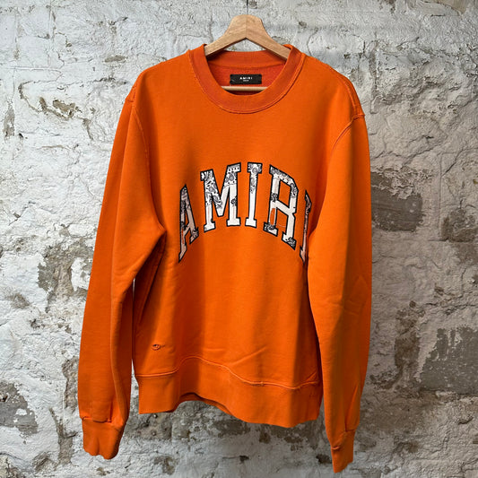 Amiri White Paisley Spell Crewneck Orange Sz M