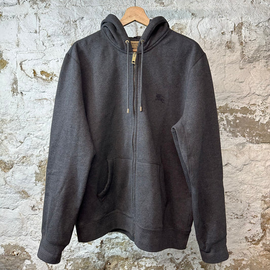 Burberry Small Logo Zip Up Hoodie Dark Gray Sz XL