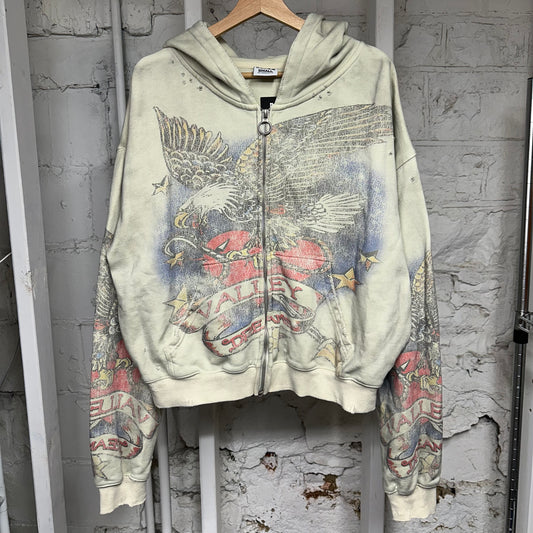 Vale Forever Nostalgia Cream Zip Up Hoodie Sz S