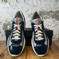 Prada Americas Cup Navy Patent Grey White Sneaker Sz 11