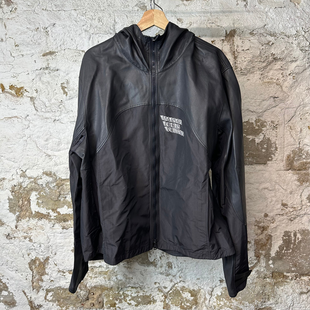 Louis Vuitton Maison Black Leather Trimmed Jacket Sz XL