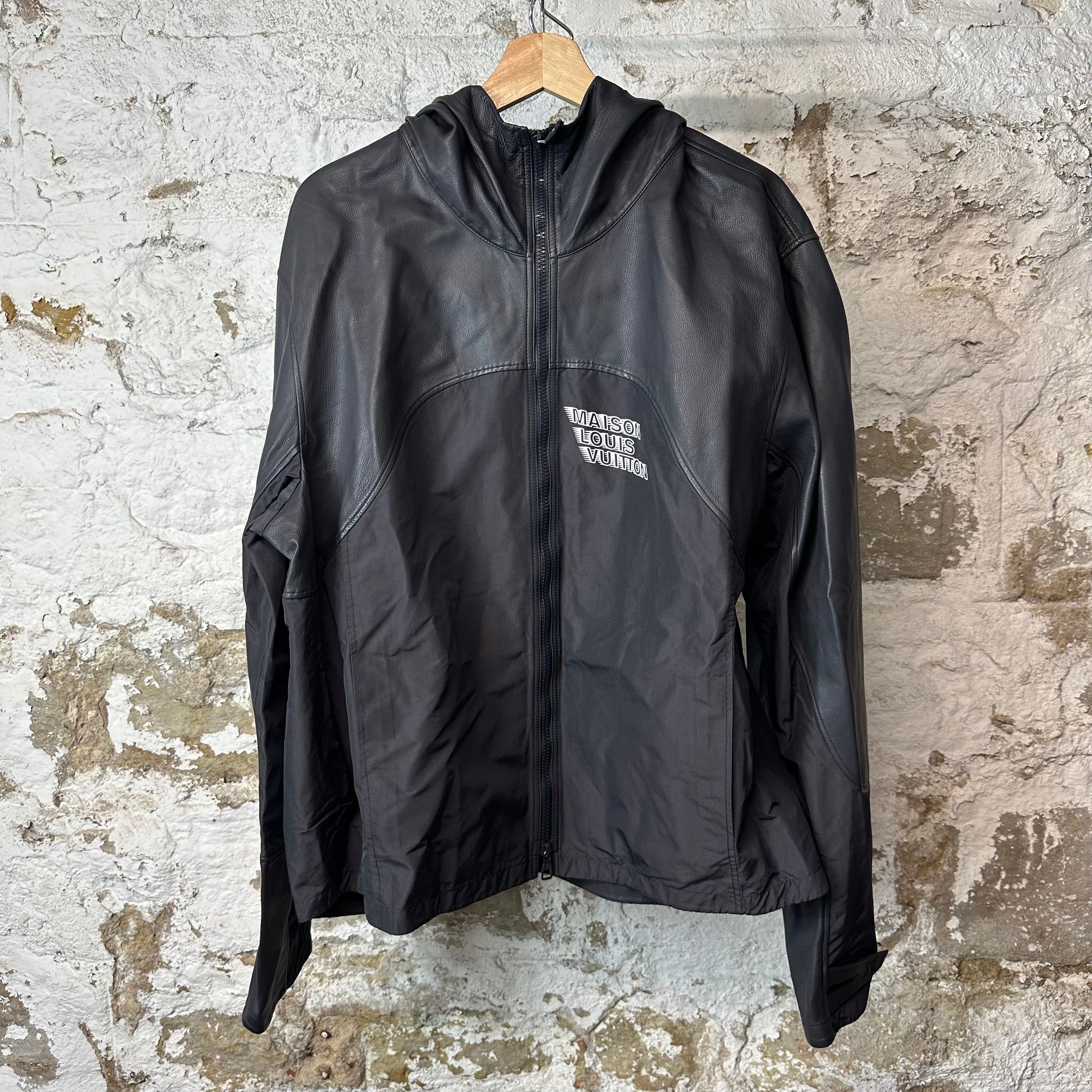 Louis Vuitton Maison Black Leather Trimmed Jacket Sz XL