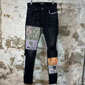 Amiri Paisley Patches Black Denim Jeans Sz 30