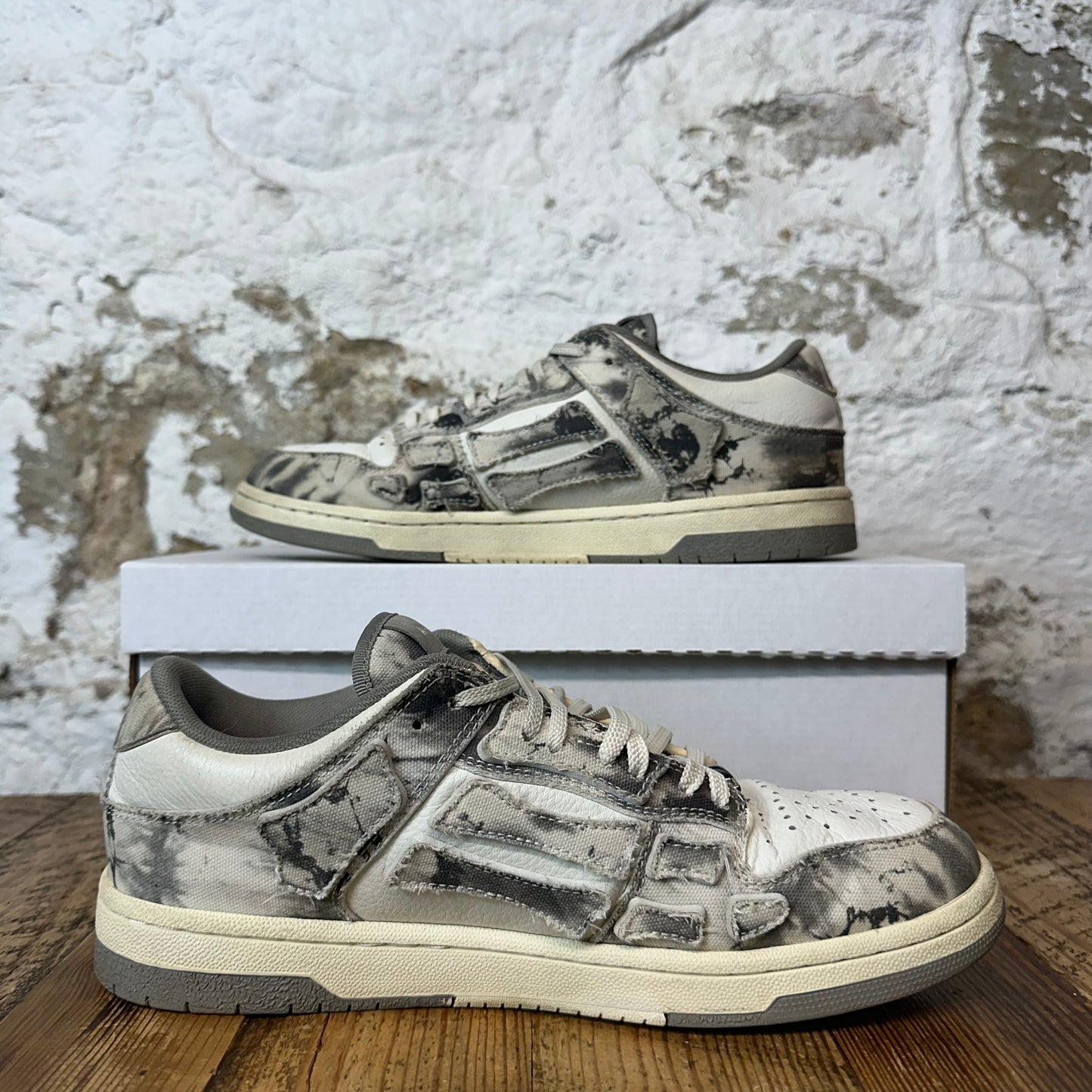 Amiri Washed Denim Skeleton Grey White Sneaker Sz 9 (42)
