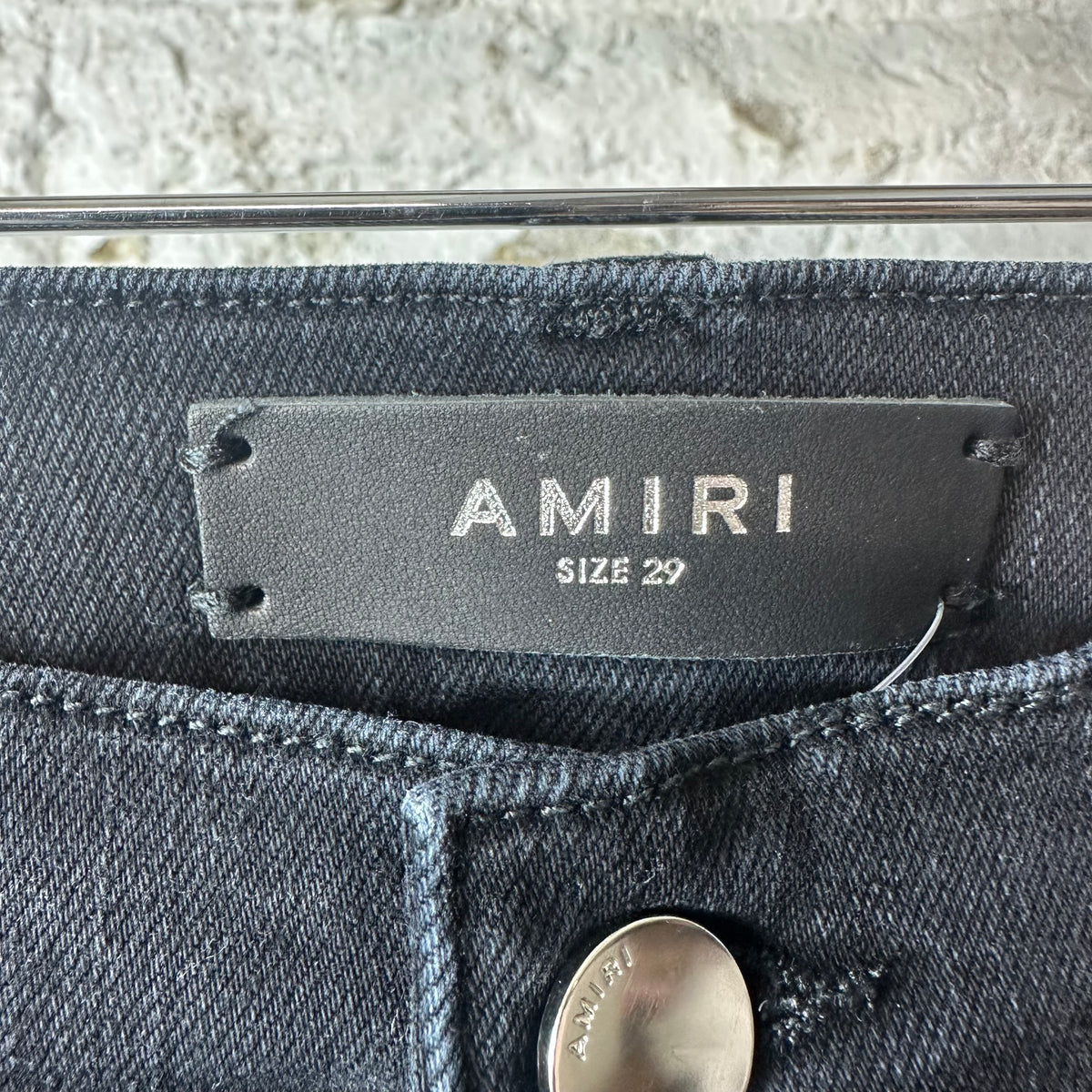 Amiri MX1 Grey Art Patch Black Denim Jeans Sz 29
