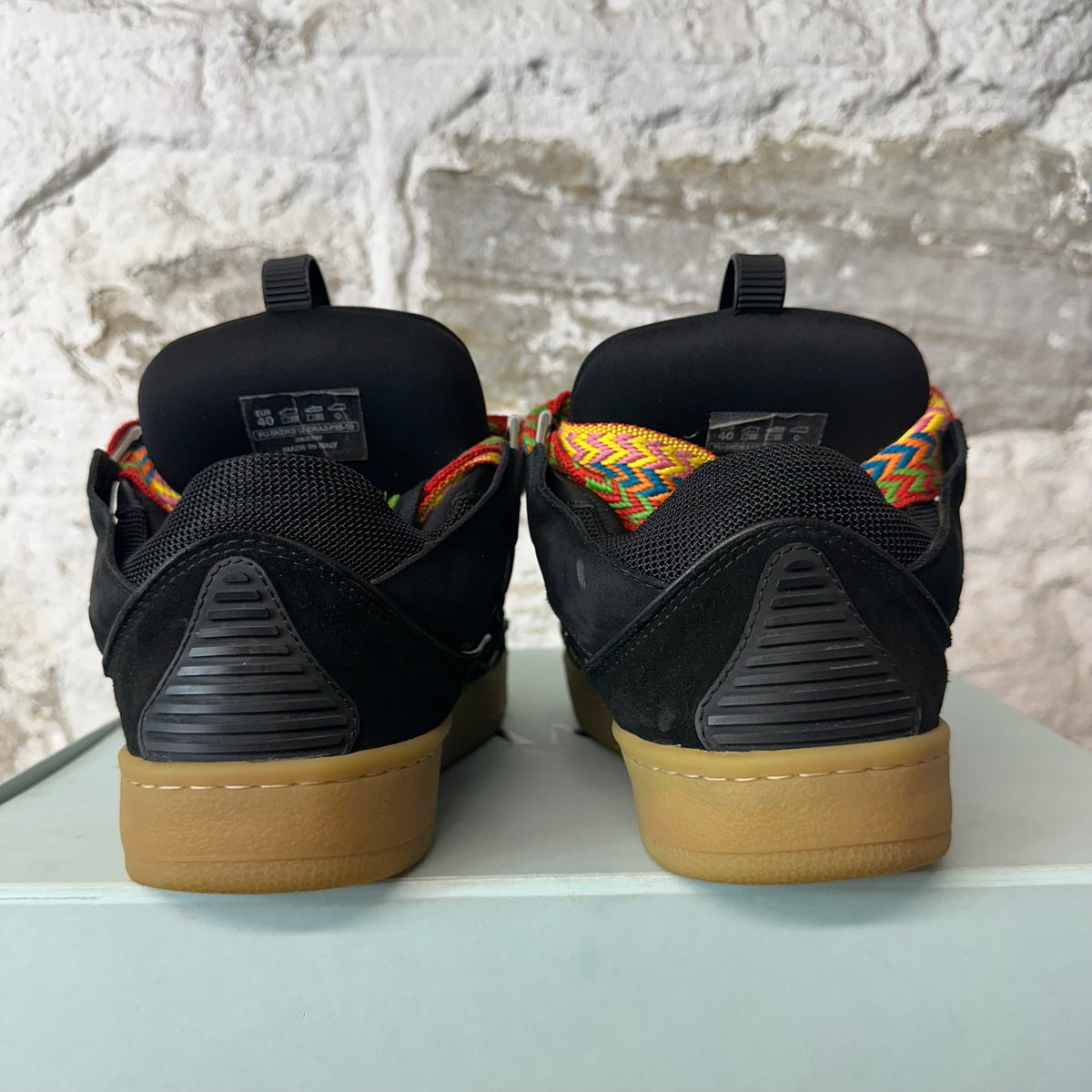 Lanvin Curb Multicolor Lace Black Sneaker Sz 7 (40)