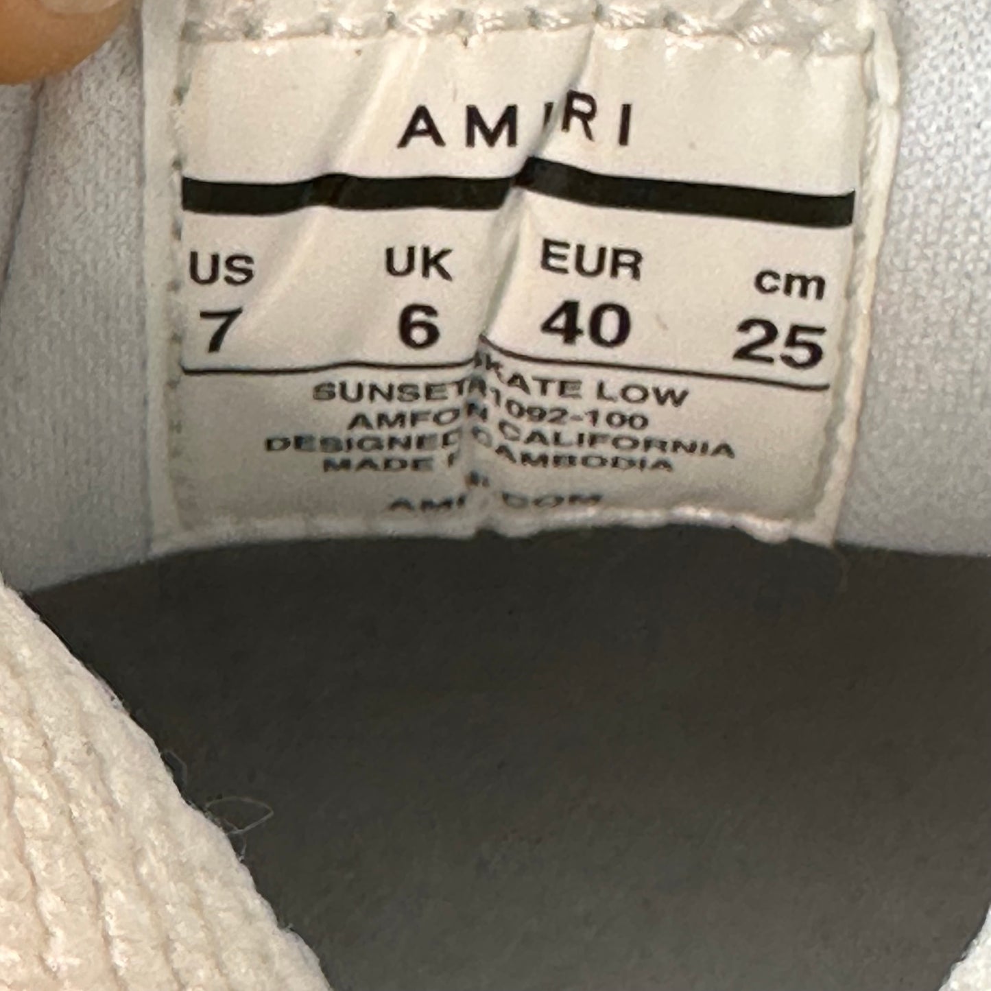 Amiri Sunset Skate White Leather Sneaker Sz 7 (40)