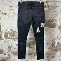 Amiri Varsity Felt Spell Distressed Denim Jeans Sz 30
