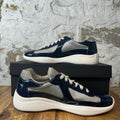 Prada Americas Cup Navy Patent Grey White Sneaker Sz 11