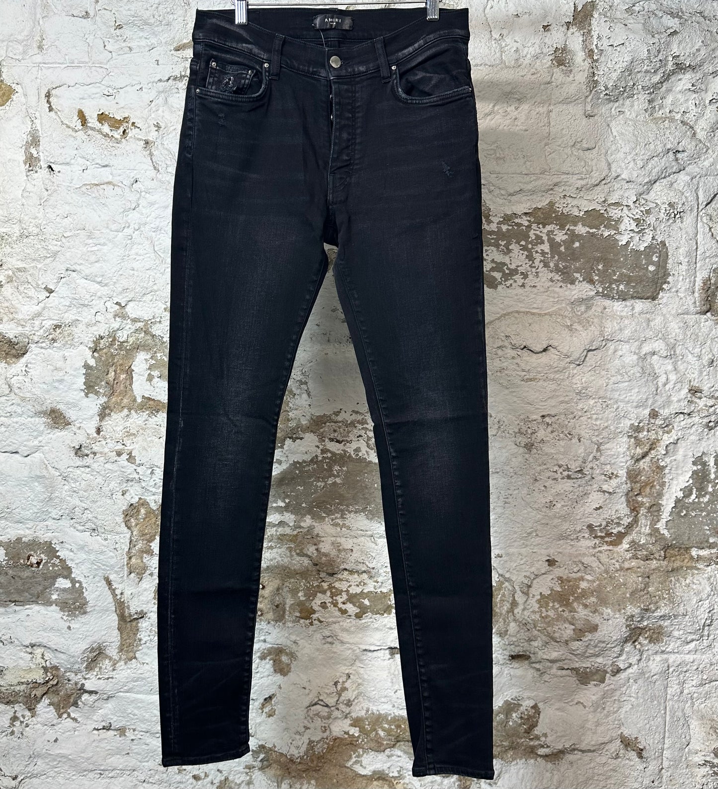 Amiri Plain Black Denim Jeans Sz 31