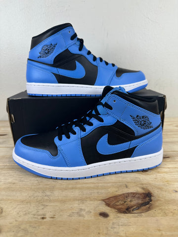 Air Jordan 1 Mid University Blue Black Sz 10.5 DS