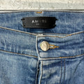 Amiri Distressed Side Spell Blue Denim Jeans Sz 36