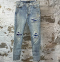 Amiri MX1 Tie Dye Patch Washed Blue Denim Jeans Sz 34