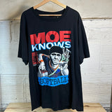 Three Stooges Moe Knows Softball Black Tee Sz XL