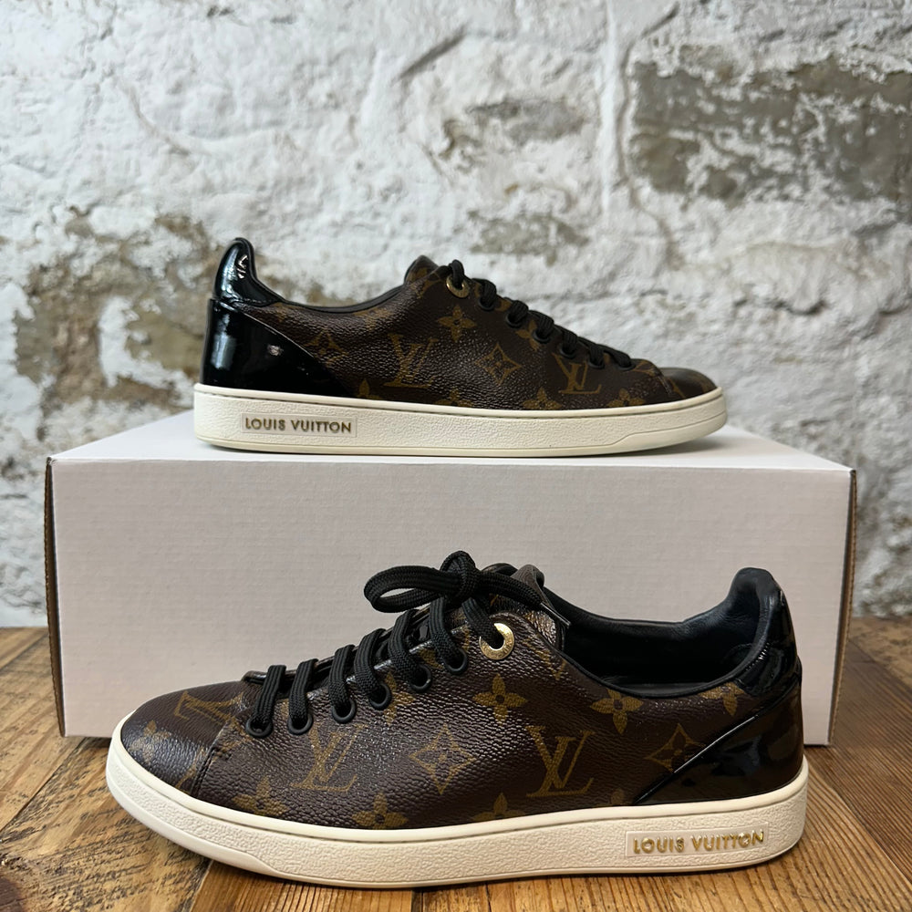 Louis Vuitton Brown Black Patent Frontrow Sneaker Sz 5.5 (37.5)