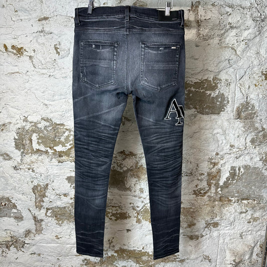 Amiri MX1 Black Stitch Stagger Grey Denim Jeans Sz 32