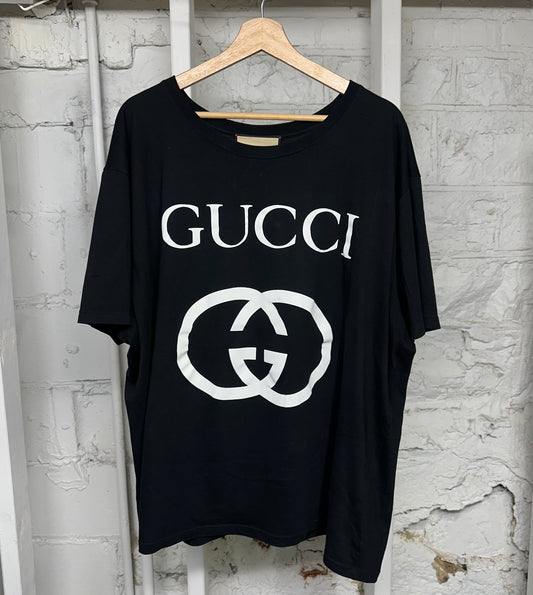 Gucci White GG Logo T-Shirt Black Sz XXXL