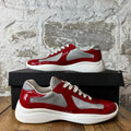 Prada Americas Cup Red Patent Grey White Sneaker Sz 8