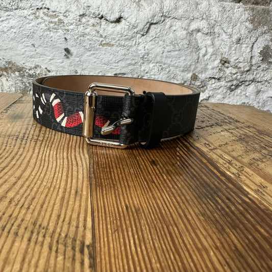 Gucci Black GG Monogram Snake Belt Sz (75/30)