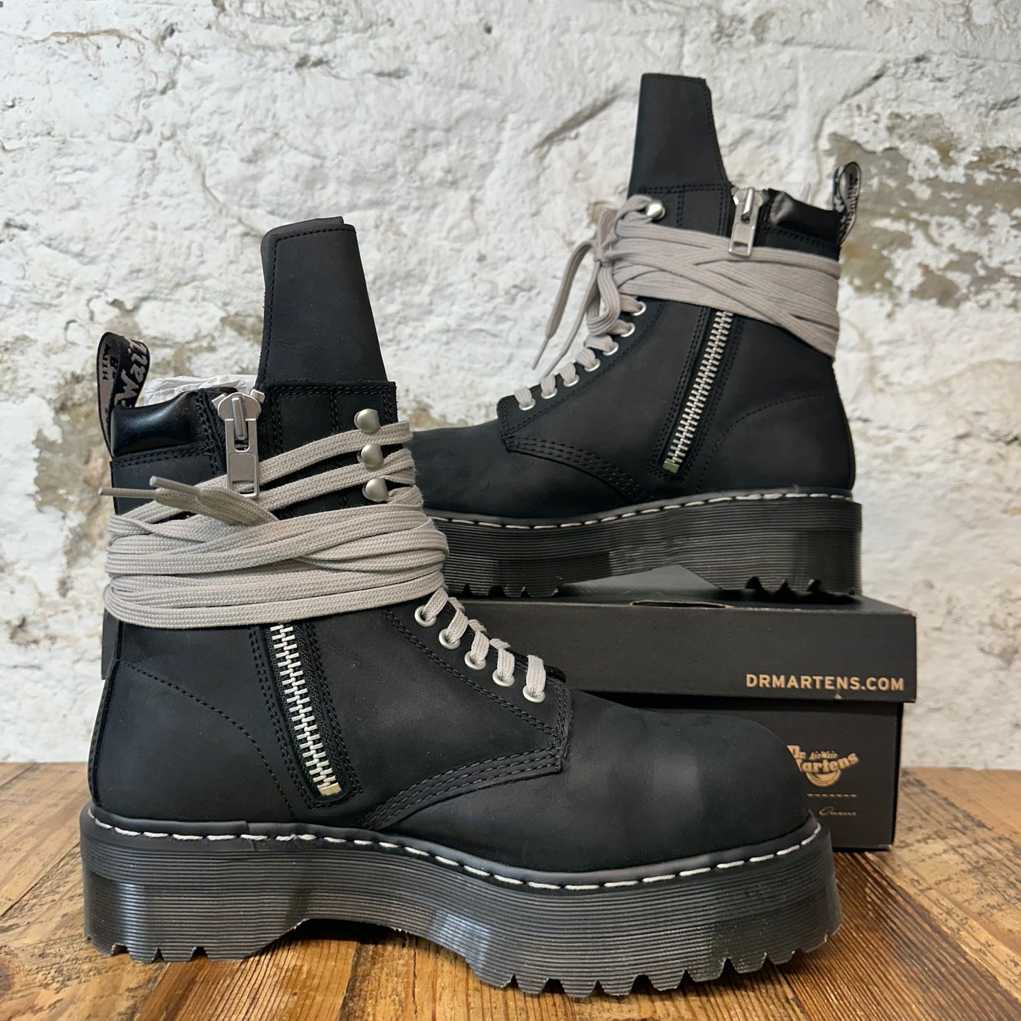 Rick Owens Doc 1460 Quad Sole Steel Toe Boot Sz 10.5 DS