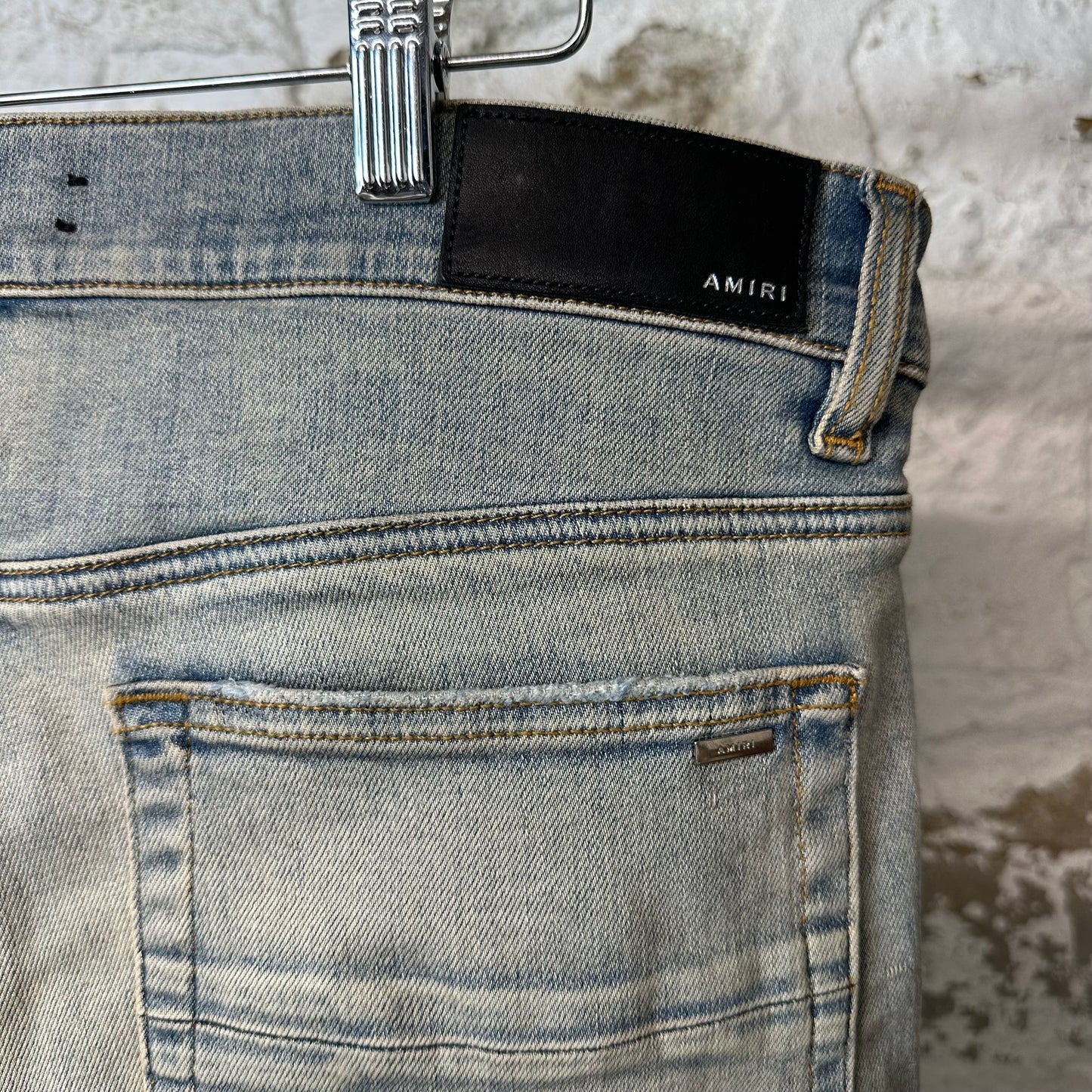 Amiri MX1 Dark Green Suede Blue Denim Jeans Sz 32