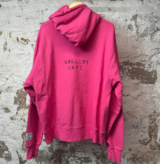 Gallery Department Yellow Logo Hoodie Pink Sz L