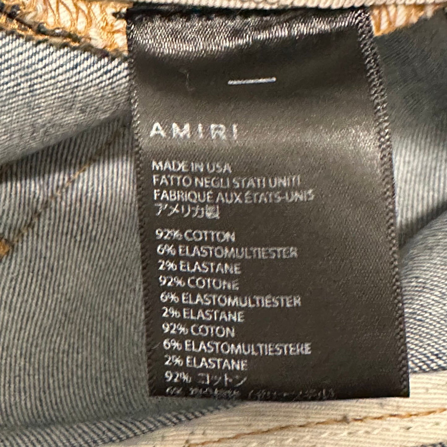 Amiri Quilted Patches Blue Denim Jeans Sz 38