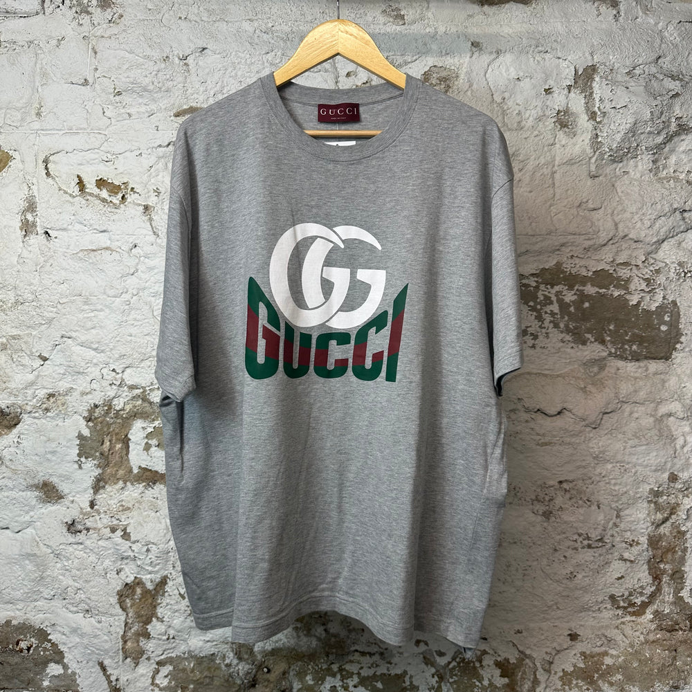 Gucci White GG Logo T-shirt Gray Sz XXXL