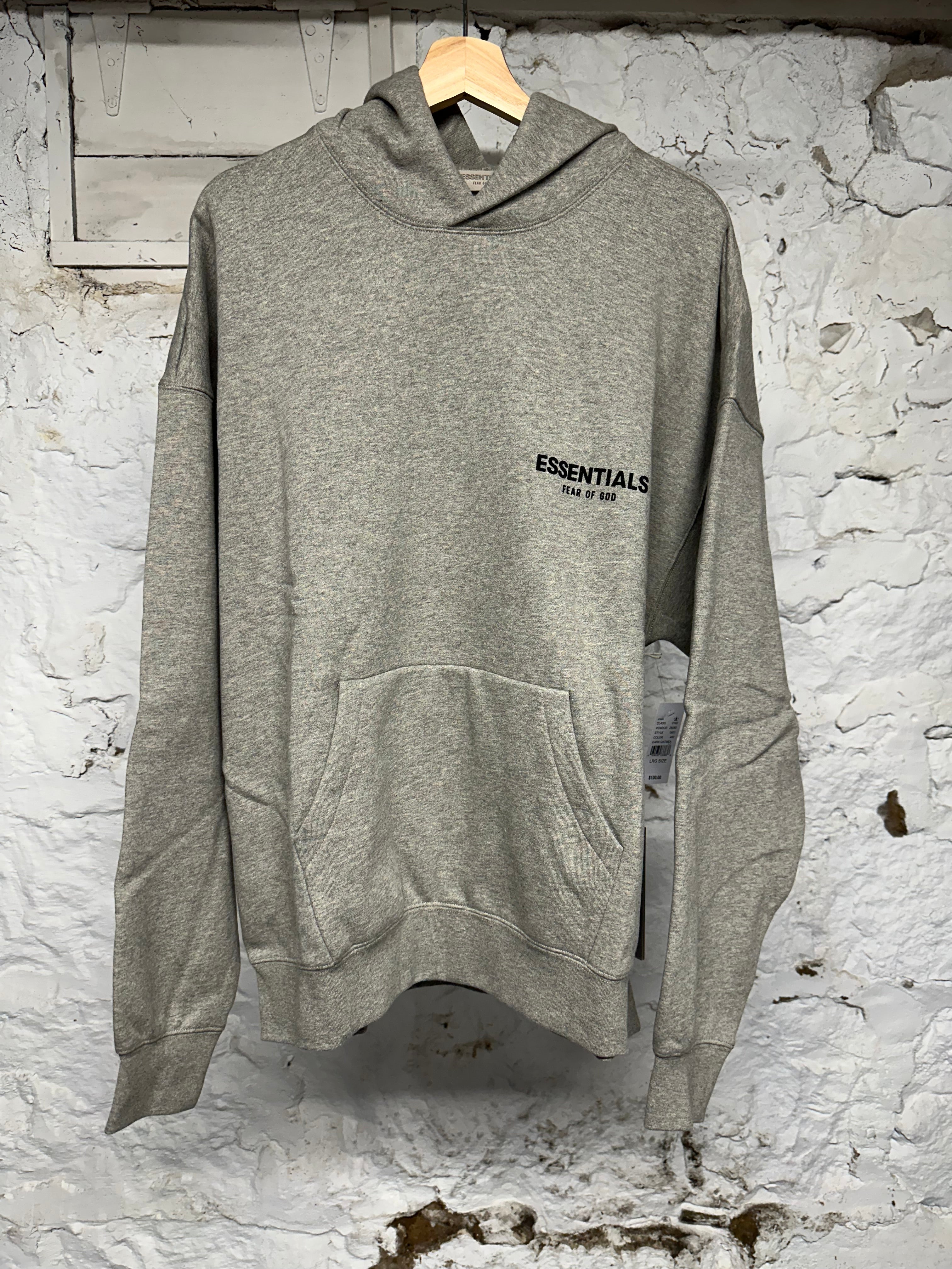 Fear of God Essentials Dark Oatmeal Hoodie Sz L DS