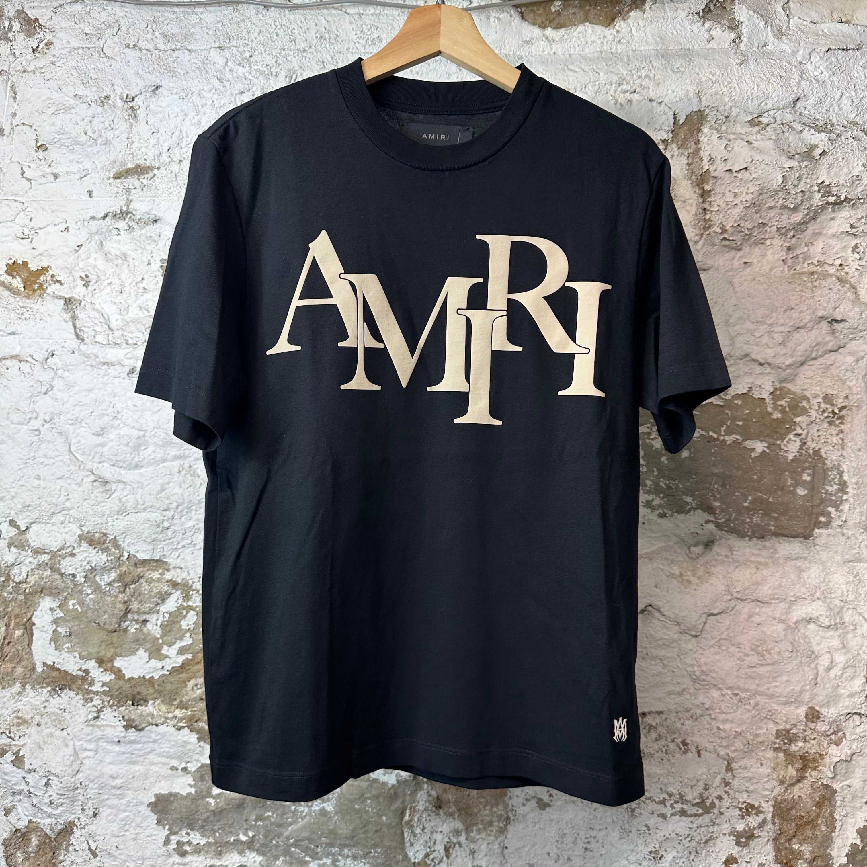 Amiri Cream Stagger Spell T-shirt Black Sz XS
