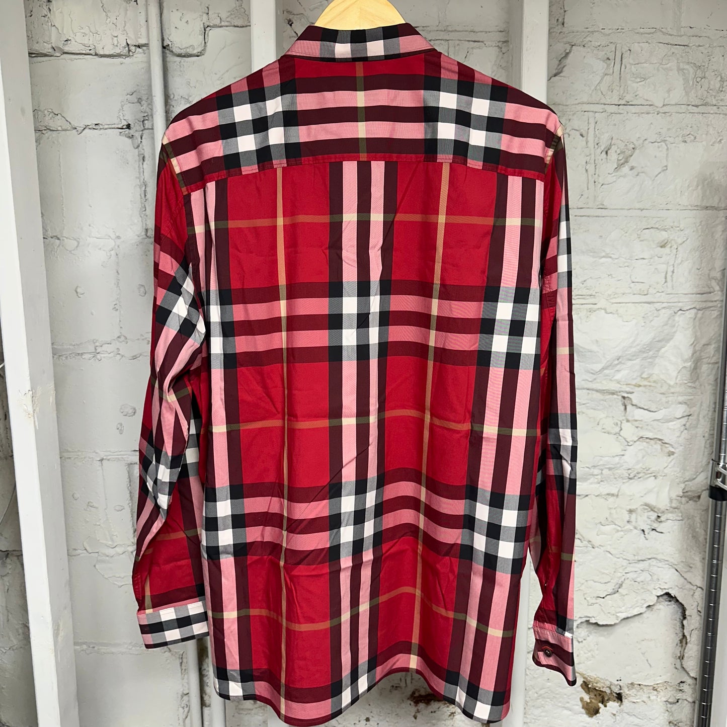 Burberry Red Plaid Button Up Shirt Sz XL